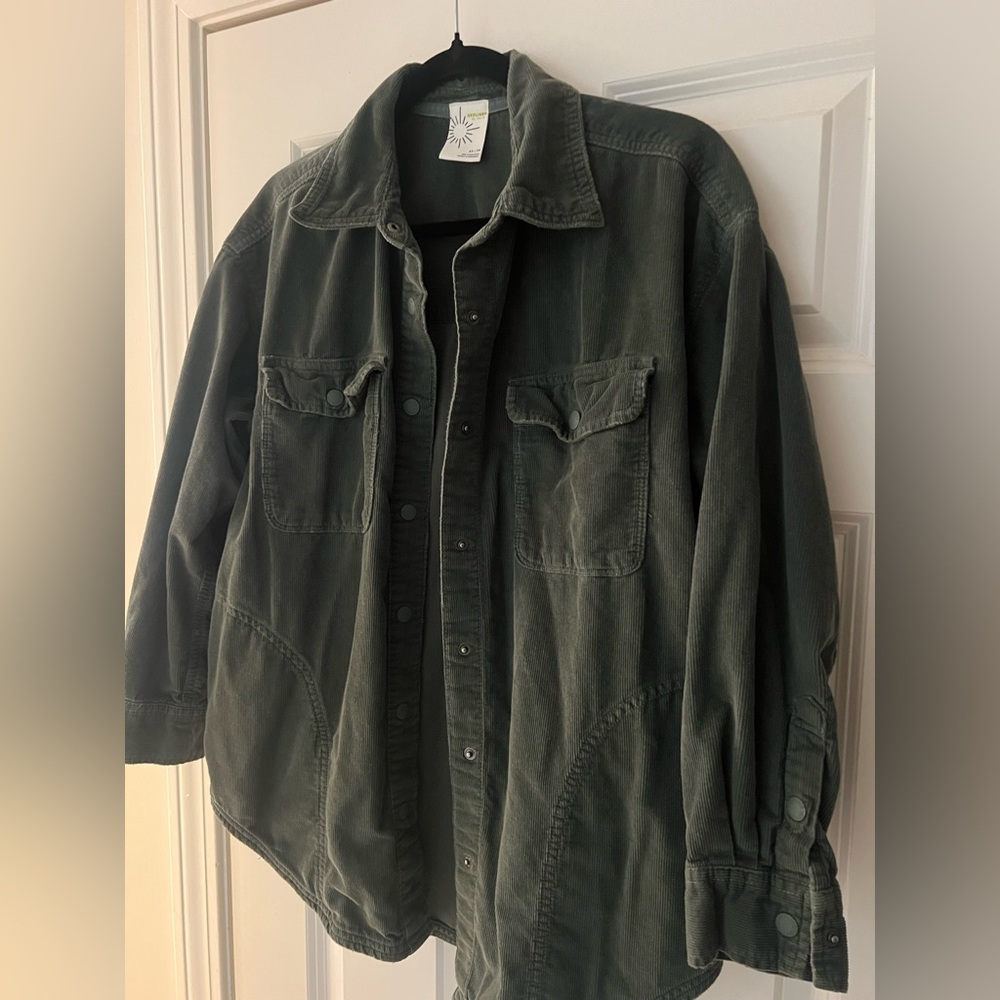 Dark Green Corduroy Button-Up Shacket Offline by Aerie